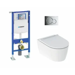 Geberit Pack complet WC UP320 + Cuvette ONE TurboFlush + Plaque Chromé Brillant* Wc Suspendu
