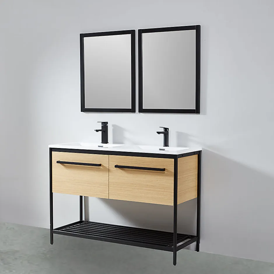 Stano Pack de 2 miroirs rectangulaires NEO 56x70cm avec cadre noir mat* Miroir Simple