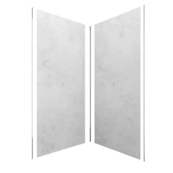 Galedo Pack de 2 panneaux muraux de salle de bains, gris effet pierre avec profilés chromés, l.90+90 x H.210 x P.0,3 cm, Homestone