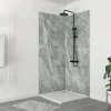 Galedo Pack de 2 panneaux muraux de salle de bains, vert effet pierre avec profilés chromés, l.90+90 x H.210 x P.0,3 cm, Homestone* Panneau Mural De Salle De Bains