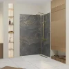 Galedo Pack de 2 panneaux muraux de salle de bains, gris et doré effet pierre avec profilés dorés, l.120+90 x H.210 x P.0,3 cm, Homestone* Panneau Mural De Salle De Bains