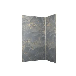 Galedo Pack de 2 panneaux muraux de salle de bains, gris et doré effet pierre avec profilés dorés, l.120+90 x H.210 x P.0,3 cm, Homestone* Panneau Mural De Salle De Bains