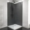 Galedo Pack de 2 panneaux muraux de salle de bains, gris foncé effet ardoise avec profilés noirs, l.90+90 x H.210 x P.0,3 cm, Homestone