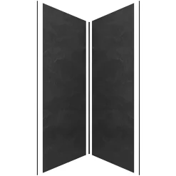 Galedo Pack de 2 panneaux muraux de salle de bains, gris foncé effet ardoise avec profilés noirs, l.90+90 x H.210 x P.0,3 cm, Homestone