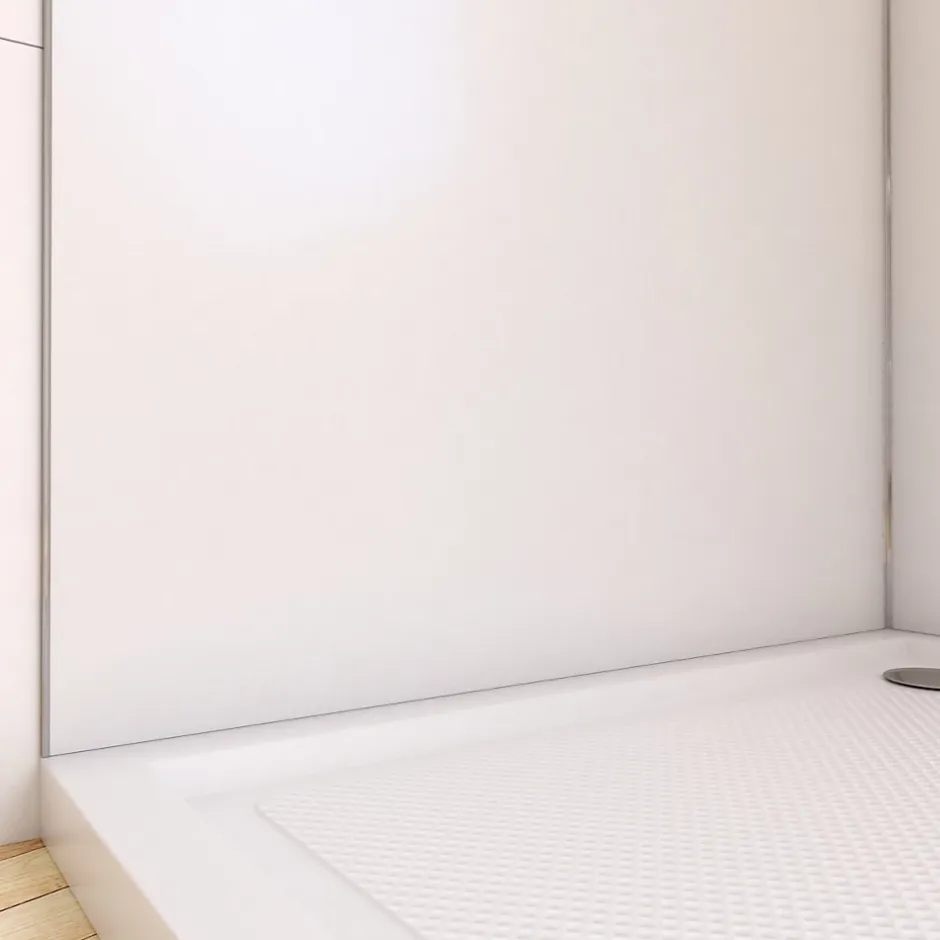 Galedo Pack de 2 panneaux muraux de salle de bains, blanc avec profilés chromés, l.90+90 x H.210 x P.0,3 cm, Alucolors* Panneau Mural De Salle De Bains