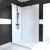 Galedo Pack de 2 panneaux muraux de salle de bains, blanc avec profilés noirs, l.120+90 x H.210 x P.0,3 cm, Alucolors