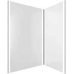 Galedo Pack de 2 panneaux muraux de salle de bains, blanc avec profilés noirs, l.120+90 x H.210 x P.0,3 cm, Alucolors