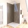 Galedo Pack de 2 panneaux muraux de salle de bains, marron effet pierre avec profilés chromés, l.90+90 x H.210 x P.0,3 cm, Homestone