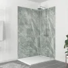 Galedo Pack de 2 panneaux muraux de salle de bains, vert effet pierre avec profilés chromés, l.120+90 x H.210 x P.0,3 cm, Homestone