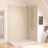 Galedo Pack de 2 panneaux muraux de salle de bains, ivoire avec profilés chromés, l.120+90 x H.210 x P.0,3 cm, Alucolors* Panneau Mural De Salle De Bains