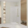Galedo Pack de 2 panneaux muraux de salle de bains, blanc effet pierre avec profilés dorés, l.90+90 x H.210 x P.0,3 cm, Homestone