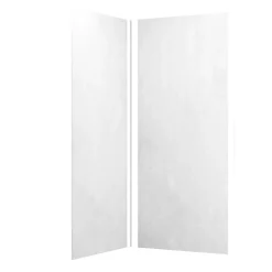Galedo Pack de 2 panneaux muraux de salle de bains, blanc effet pierre avec profilés chromés, l.90+90 x H.210 x P.0,3 cm, Homestone* Panneau Mural De Salle De Bains