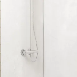 Galedo Pack de 2 panneaux muraux de salle de bains, blanc effet pierre avec profilés chromés, l.90+90 x H.210 x P.0,3 cm, Homestone* Panneau Mural De Salle De Bains