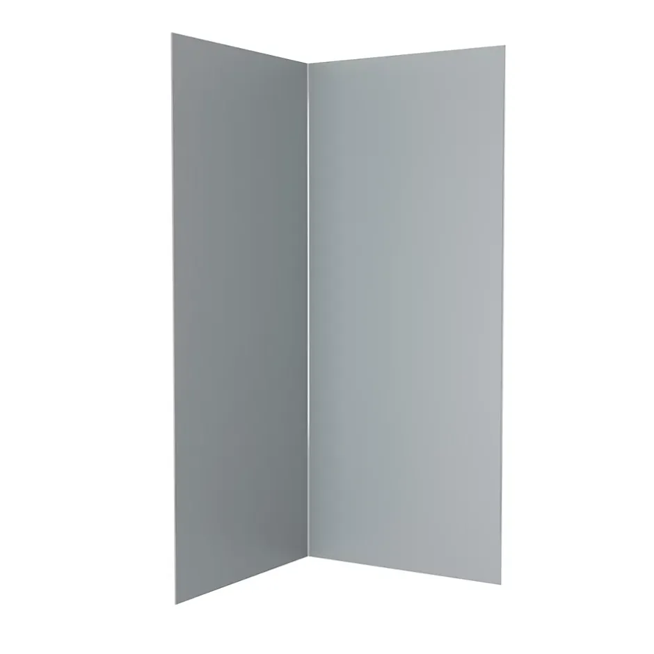 Galedo Pack de 2 panneaux muraux de salle de bains, gris avec profilés chromes, l.90+90 x H.210 x P.0,3 cm, Alucolors