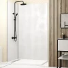Galedo Pack de 2 panneaux muraux de salle de bains, blanc effet pierre avec profilés noirs, l.120+90 x H.210 x P.0,3 cm, Homestone