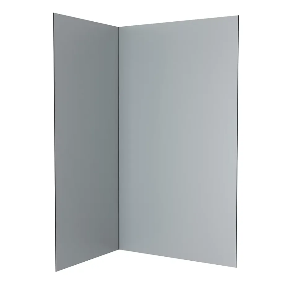 Galedo Pack de 2 panneaux muraux de salle de bains, gris avec profilés noirs, l.120+90 x H.210 x P.0,3 cm, Alucolors* Panneau Mural De Salle De Bains