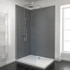 Galedo Pack de 2 panneaux muraux de salle de bains, gris foncé avec profilés noirs, l.120+90 x H.210 x P.0,3 cm, Alucolors* Panneau Mural De Salle De Bains