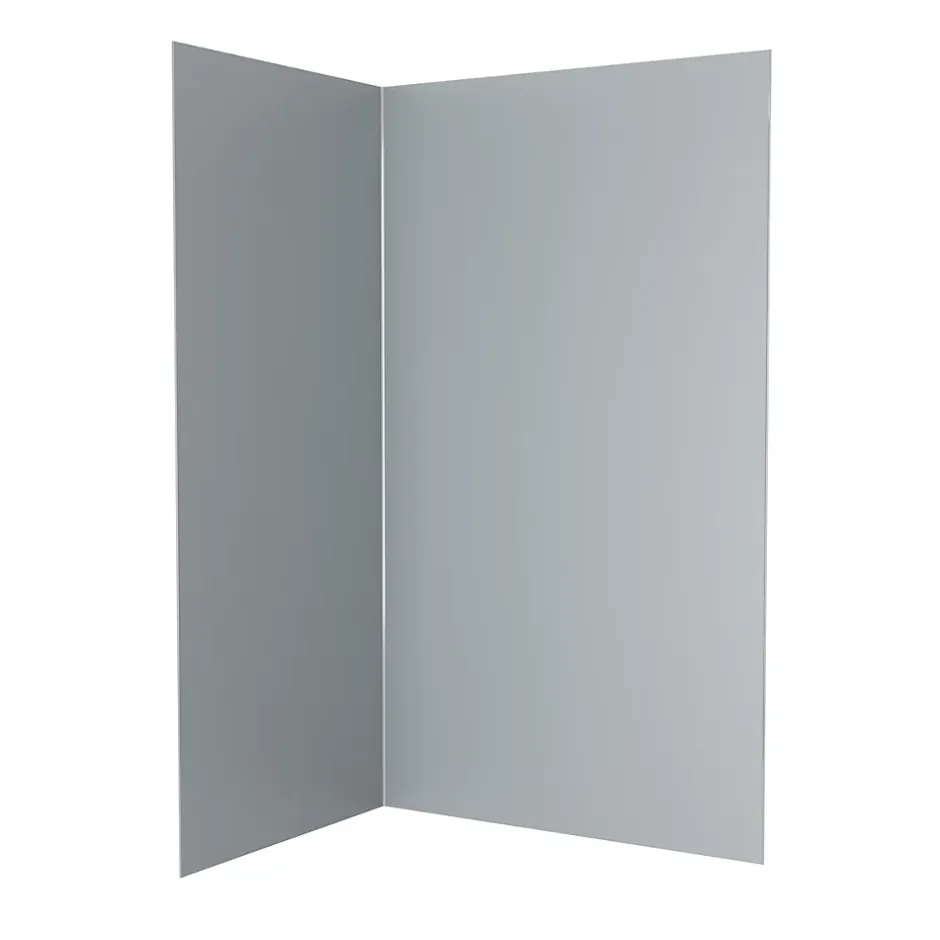 Galedo Pack de 2 panneaux muraux de salle de bains, gris avec profilés chromés, l.120+90 x H.210 x P.0,3 cm, Alucolors