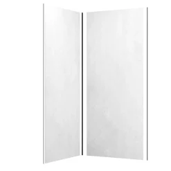 Galedo Pack de 2 panneaux muraux de salle de bains, blanc effet pierre avec profilés noirs, l.90+90 x H.210 x P.0,3 cm, Homestone* Panneau Mural De Salle De Bains