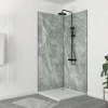Galedo Pack de 2 panneaux muraux de salle de bains, vert effet pierre avec profilés noirs, l.90+90 x H.210 x P.0,3 cm, Homestone* Panneau Mural De Salle De Bains