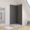 Galedo Pack de 2 panneaux muraux de salle de bains, gris foncé avec profilés noirs, l.90+90 x H.210 x P.0,3 cm, Alucolors