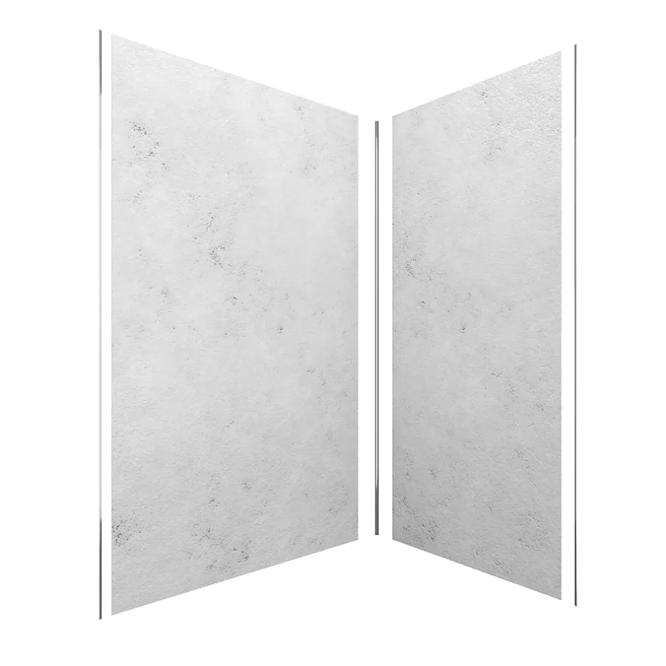 Galedo Pack de 2 panneaux muraux de salle de bains, gris effet pierre avec profilés chromés, l.120+90 x H.210 x P.0,3 cm, Homestone* Panneau Mural De Salle De Bains