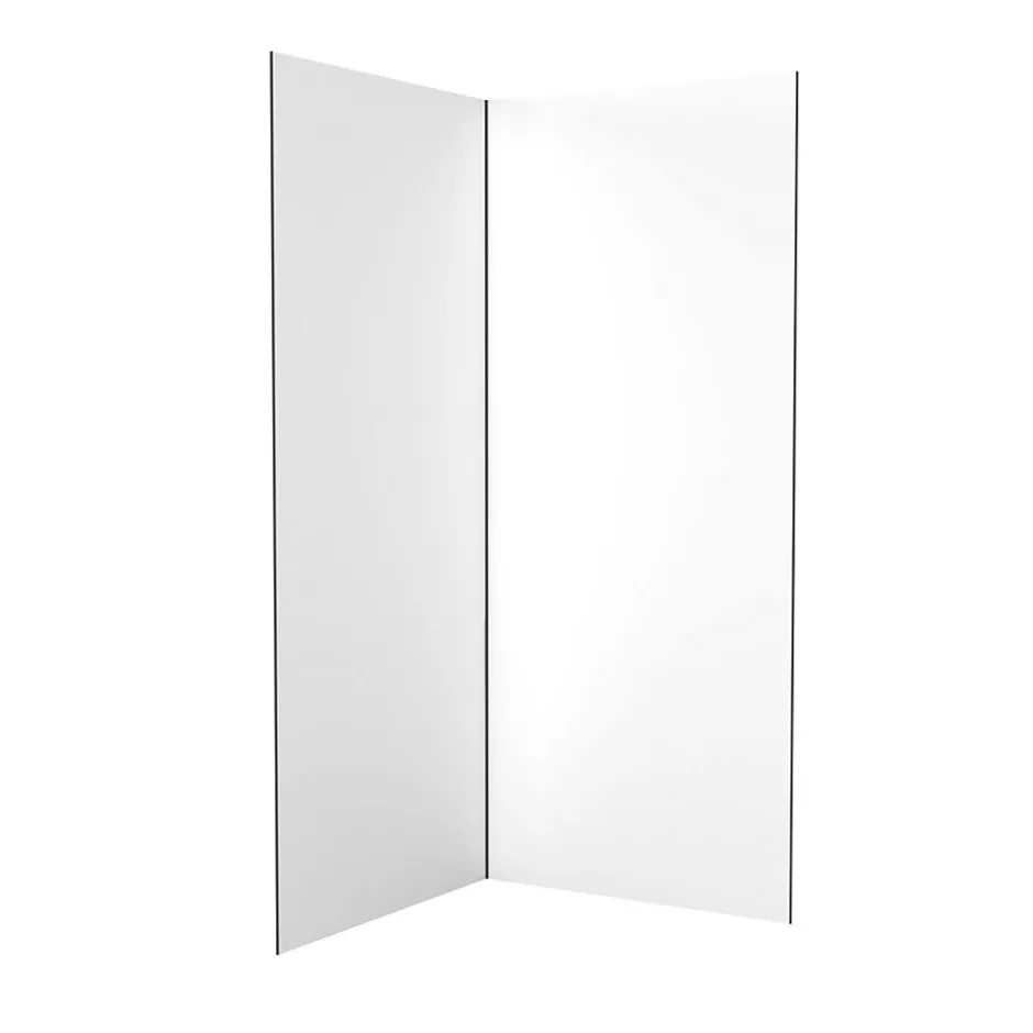 Galedo Pack de 2 panneaux muraux de salle de bains, blanc avec profilés noirs, l.90+90 x H.210 x P.0,3 cm, Alucolors