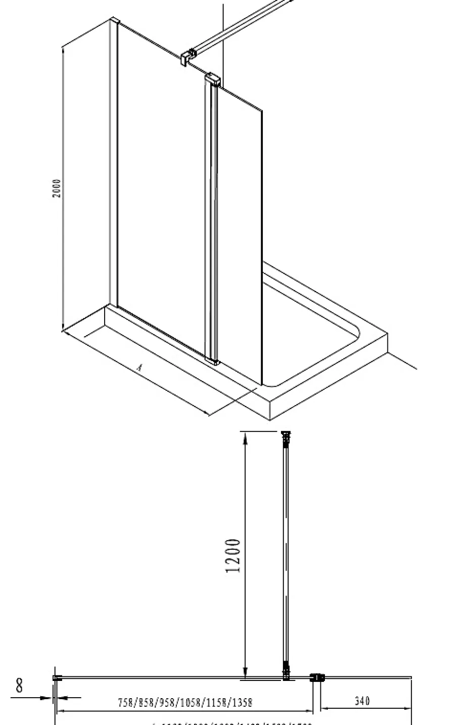 Swiss Aqua Technologies Pack Douche Complet : Paroi Walk-In 120x200 Chrome + Colonne SAT 3 Jets + Receveur Marbre Coulé Blanc 120x80 (SAT120C7PR128W)* Receveur De Douche