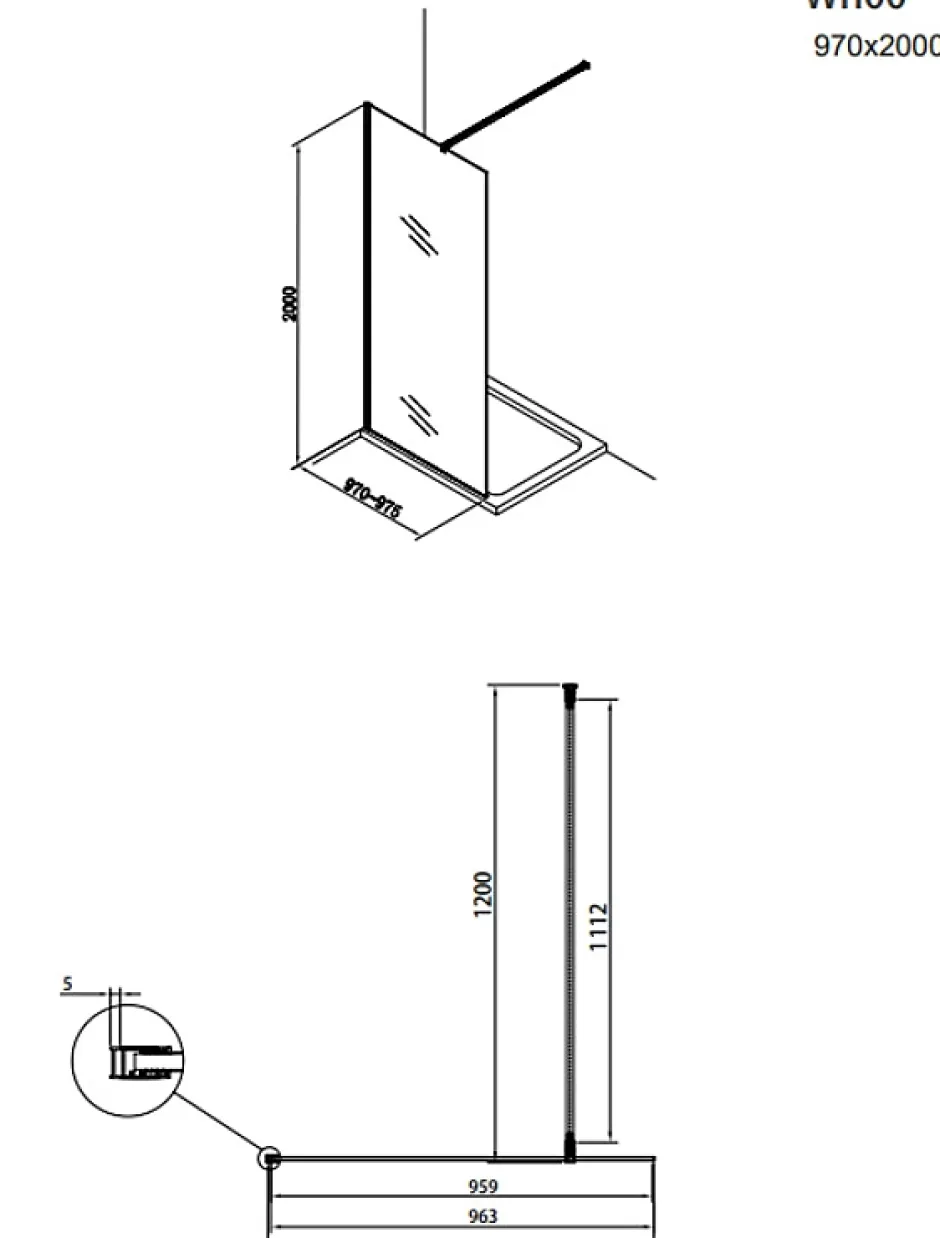 Swiss Aqua Technologies Pack Douche Complet avec Paroi Walk-In 100x200 Chrome + Colonne SAT 3 Jets + Receveur Marbre Coulé Blanc 120x80 (SAT100C7PR128W)* Receveur De Douche