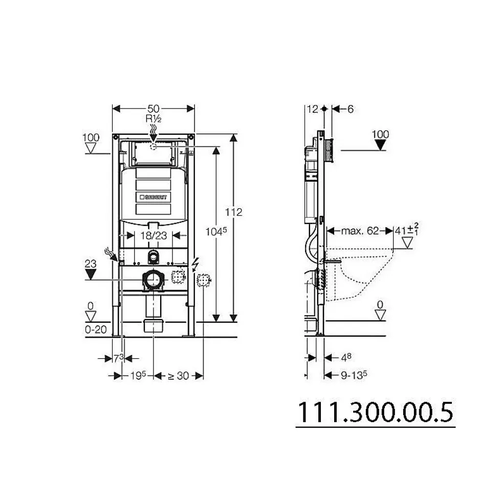 Geberit Pack DuoFix 320 + Plaque de Commande Sigma 01 Chrome (SETUP320-PRO2)