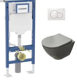 Geberit Pack UP320 + Cuvette sans bride KELOS Flush Gris Clair + Plaque Sigma Blanc* Wc Suspendu