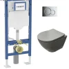 Geberit Pack UP320 + Cuvette sans bride KELOS Flush Gris Clair + Plaque Sigma Chromé Brillant