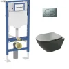 Geberit Pack UP320 + Cuvette sans bride KELOS Flush Gris Foncé + Plaque Sigma Blanc* Wc Suspendu