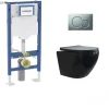 Geberit Pack UP320 + Cuvette sans bride KELOS Noir Flush Mat + Plaque Sigma Chromé Mat* Wc Suspendu