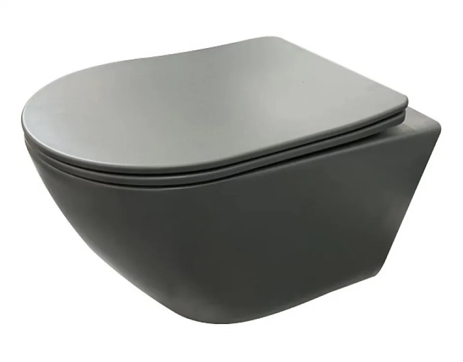 Geberit Pack UP320 + Cuvette sans bride KELOS Flush Gris Foncé + Plaque Sigma Chromé Mat