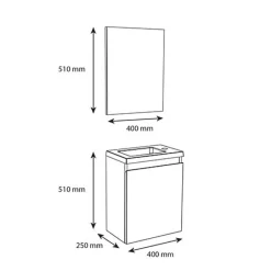 Planète Bain Pack lave mains avec miroir Porto Chêne hamilton - Marque allibert* Ensemble Meuble De Salle De Bains
