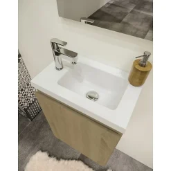 Planète Bain Pack lave mains avec miroir Porto Chêne hamilton - Marque allibert* Ensemble Meuble De Salle De Bains