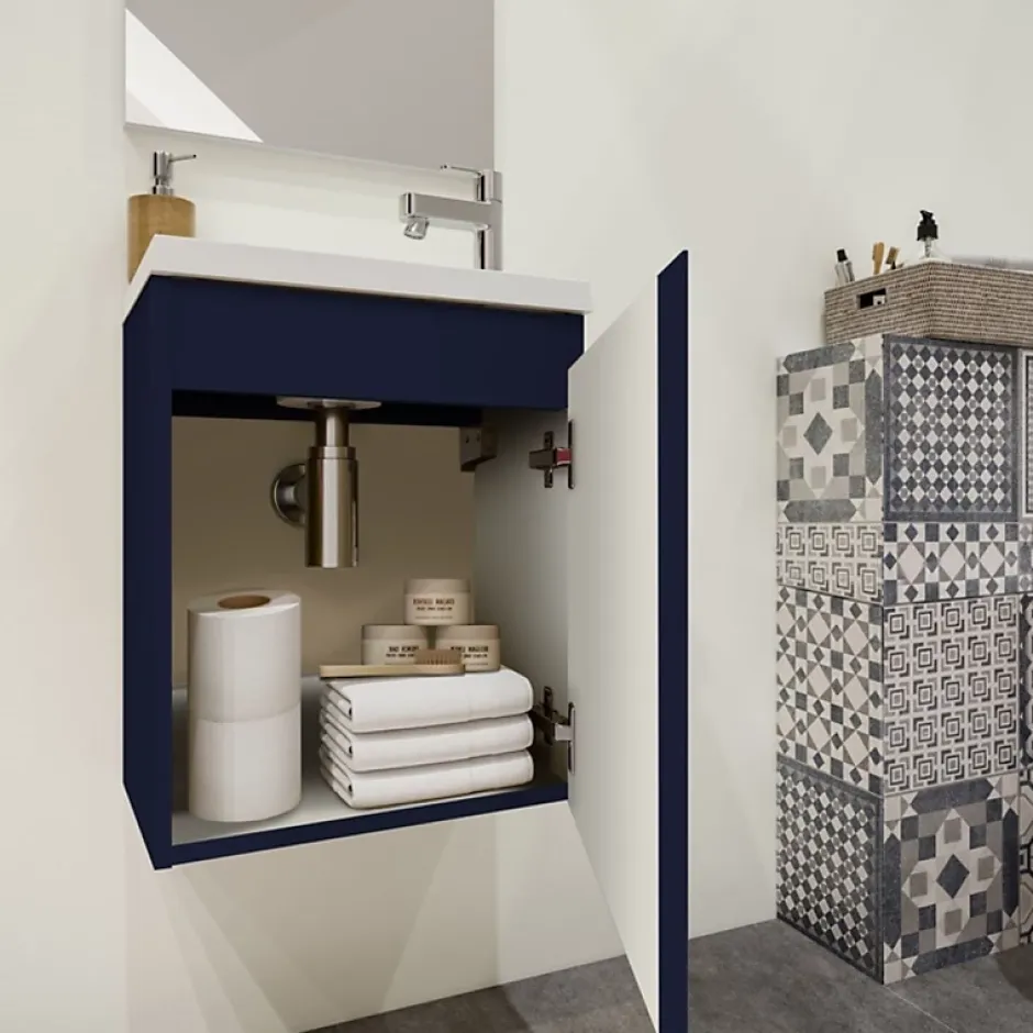 Planète Bain Pack lave mains avec miroir Porto Bleu nuit - Marque allibert* Lave-Mains