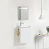 Bain-Bain Pack Meuble Lave-main prémonté blanc-Vasque blanche-Robinet chromé- Crochet chromé -* Lave-Mains