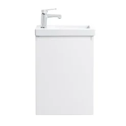 Bain-Bain Pack Meuble Lave-main prémonté blanc-Vasque blanche-Robinet chromé- Crochet chromé -* Lave-Mains