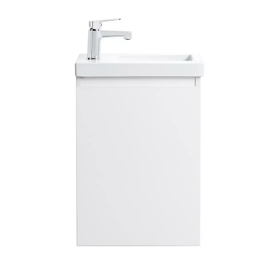 Bain-Bain Pack Meuble Lave-main prémonté blanc-Vasque blanche-Robinet chromé- Crochet chromé -* Lave-Mains