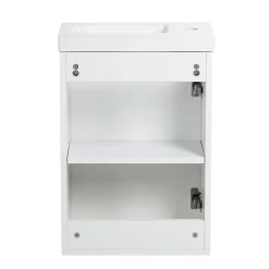 Bain-Bain Pack Meuble Lave-main prémonté blanc-Vasque blanche-Robinet chromé- Crochet chromé -* Lave-Mains