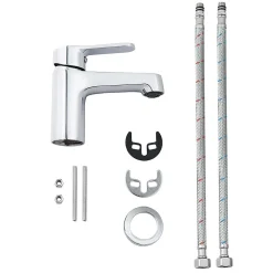 Bain-Bain Pack Meuble Lave-main prémonté blanc-Vasque blanche-Robinet chromé- Crochet chromé -* Lave-Mains