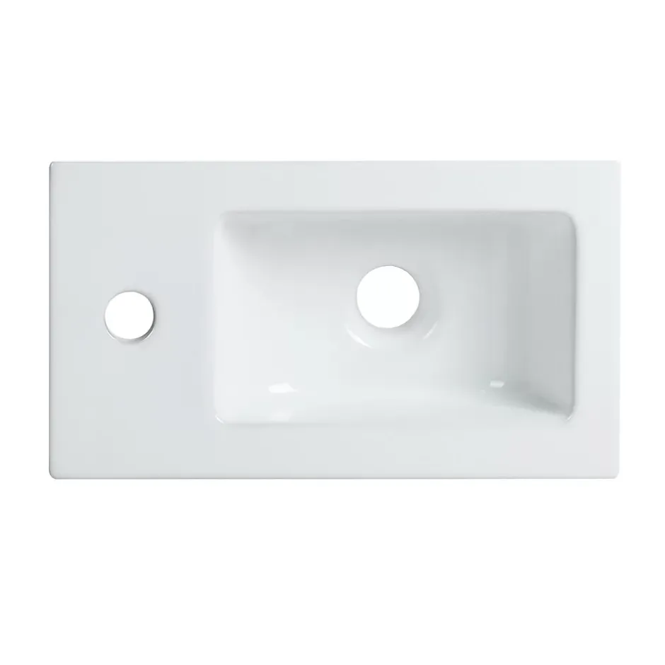 Bain-Bain Pack Meuble Lave-main prémonté bois-Vasque blanche-Robinet noir -* Lave-Mains