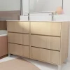 Aurlane Pack Meuble Salle de Bains 120 cm Chêne Clair, 6 tiroirs avec Vasque Céramique - XENOS