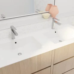 Aurlane Pack Meuble Salle de Bains 120 cm Chêne Clair, 6 tiroirs avec Vasque Céramique - XENOS