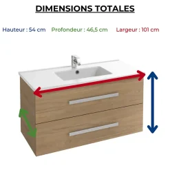 Jacob Delafon Pack meuble vasque 100 cm Ola up chêne + colonne* Ensemble Meuble De Salle De Bains