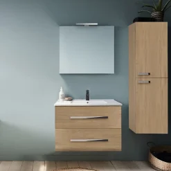 Jacob Delafon Pack meuble vasque 80 cm Ola up chêne + colonne