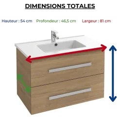 Jacob Delafon Pack meuble vasque 80 cm Ola up chêne + colonne
