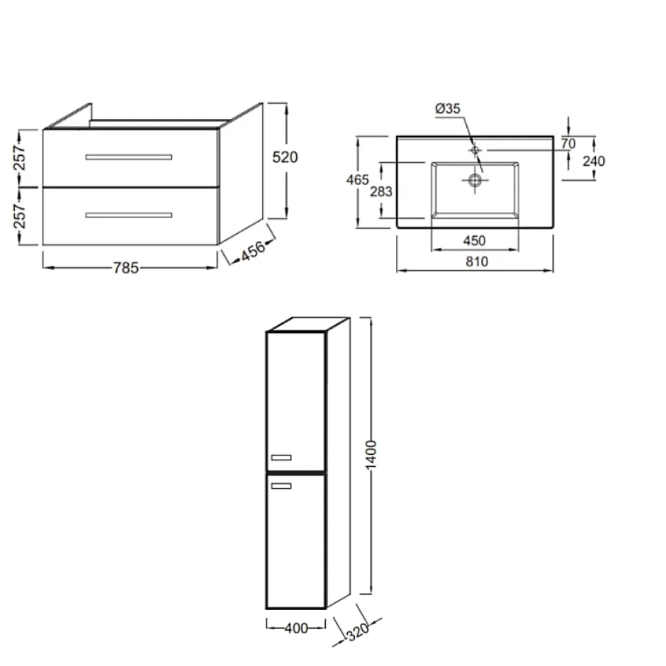 Jacob Delafon Pack meuble vasque 80 cm Ola up chêne + colonne